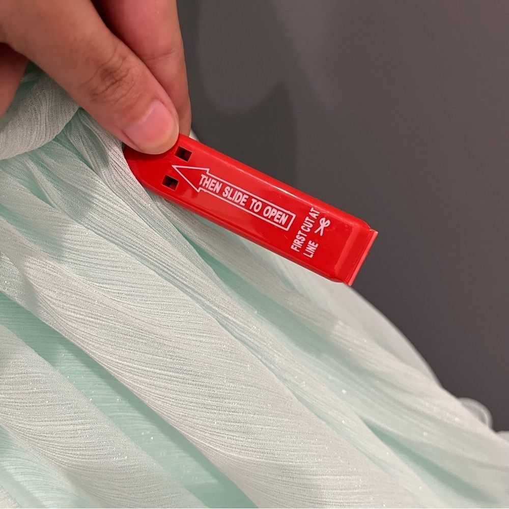 NWT Mac Duggal 49245 Mint Light Blue Chiffon Tiered Ball Maxi Gown 4 - Picture 4 of 12